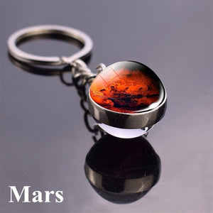 Sistema Solar llavero planeta galaxia nebulosa espacio llavero Luna tierra sol Mars Imagen Arte doble cara bola de vidrio llavero